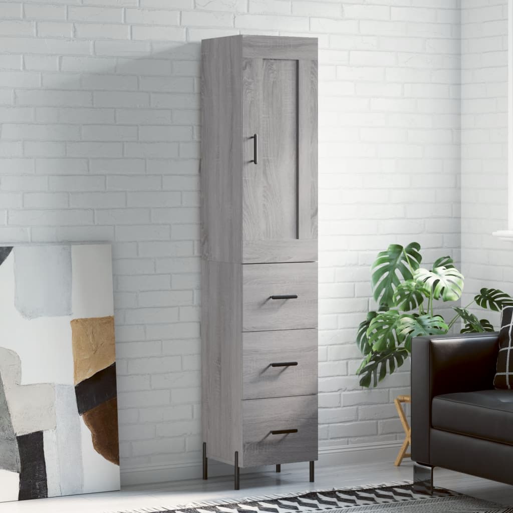 Buffet haut Sonoma gris 34,5x34x180 cm Bois d'ingénierie - XIOS