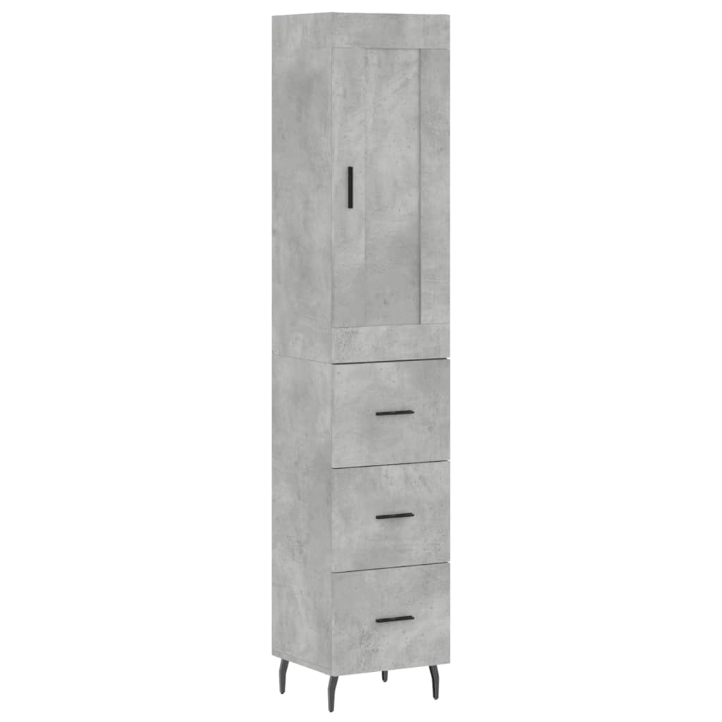 Buffet haut Gris béton 34,5x34x180 cm Bois d'ingénierie - XIOS