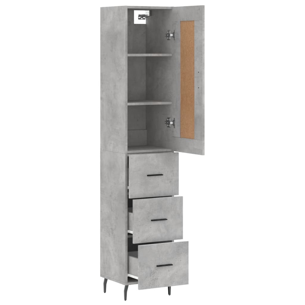 Buffet haut Gris béton 34,5x34x180 cm Bois d'ingénierie - XIOS