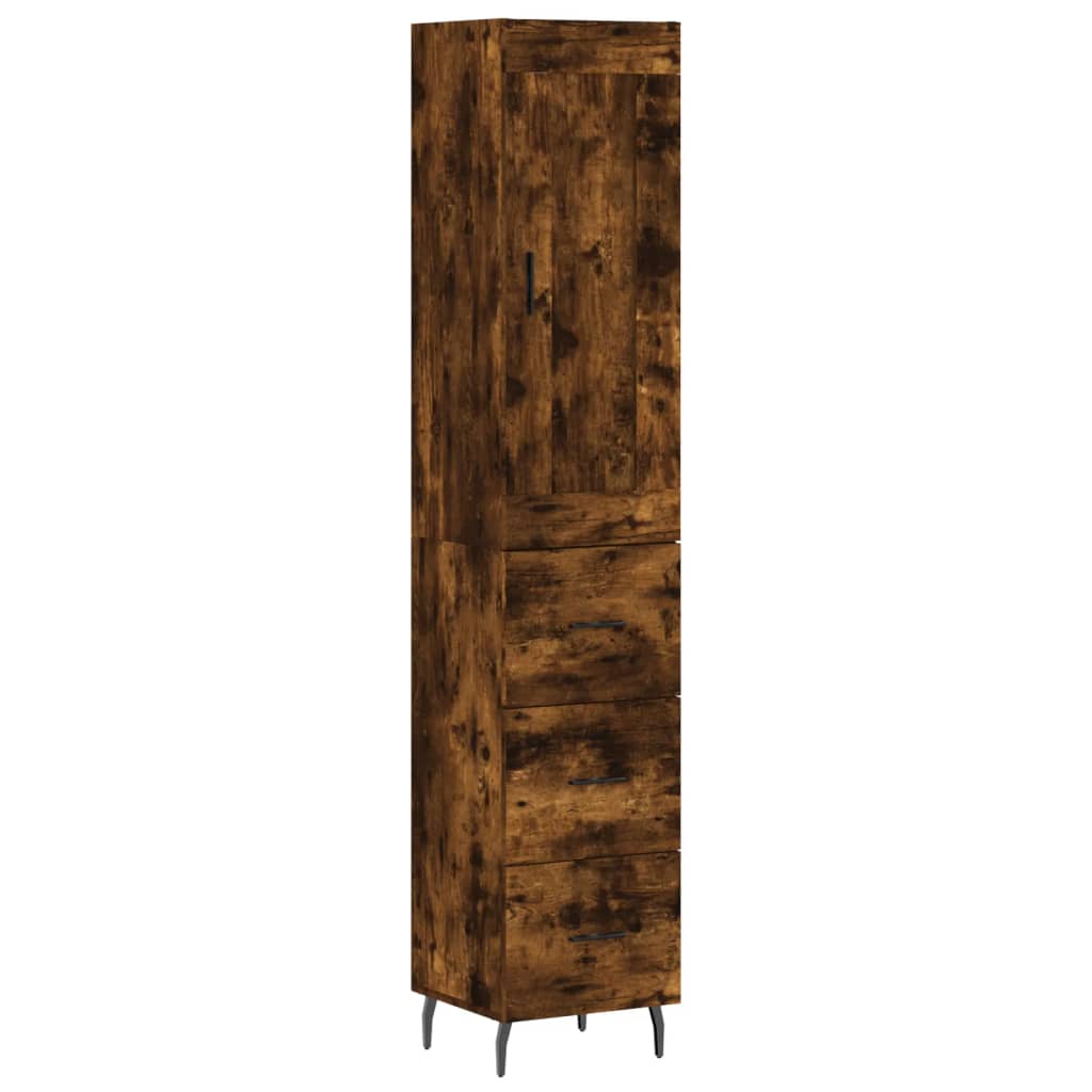 Buffet haut Chêne fumé 34,5x34x180 cm Bois d'ingénierie - XIOS