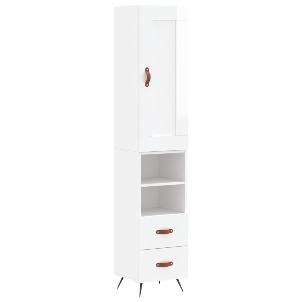 Buffet haut Blanc brillant 34,5x34x180 cm Bois d'ingénierie - XIOS