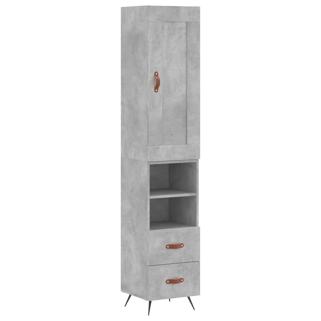Buffet haut Gris béton 34,5x34x180 cm Bois d'ingénierie - XIOS