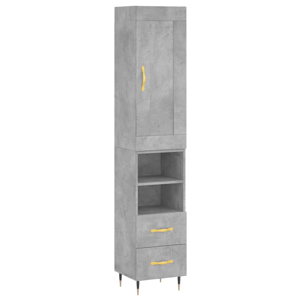 Buffet haut Gris béton 34,5x34x180 cm Bois d'ingénierie - XIOS