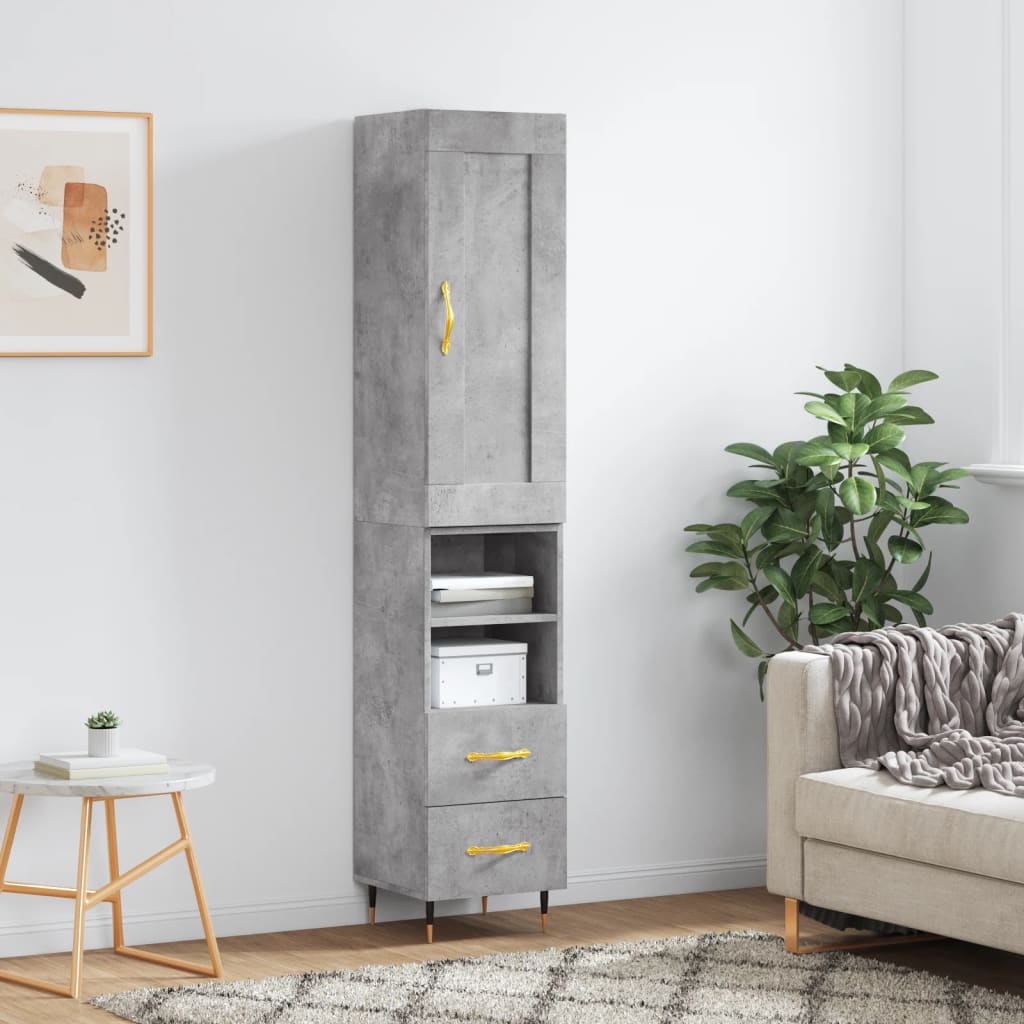 Buffet haut Gris béton 34,5x34x180 cm Bois d'ingénierie - XIOS