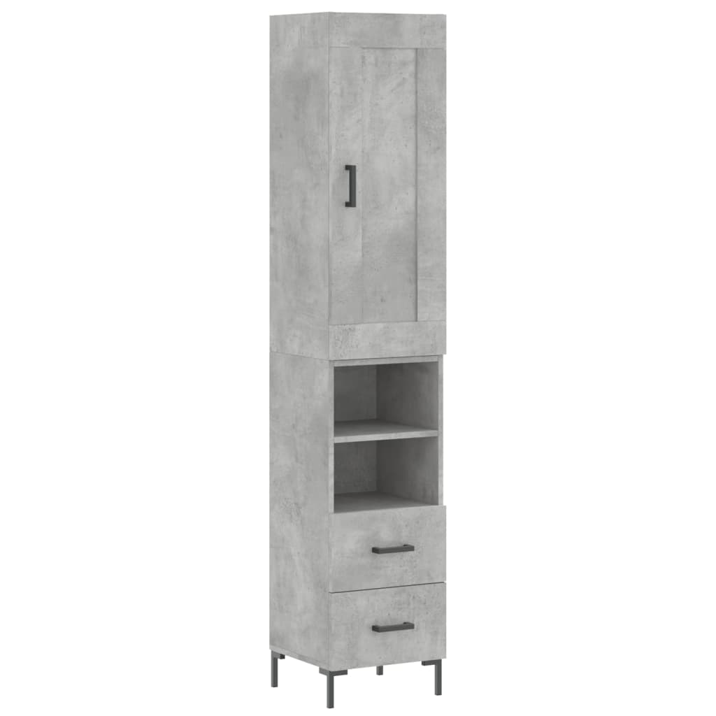 Buffet haut Gris béton 34,5x34x180 cm Bois d'ingénierie - XIOS