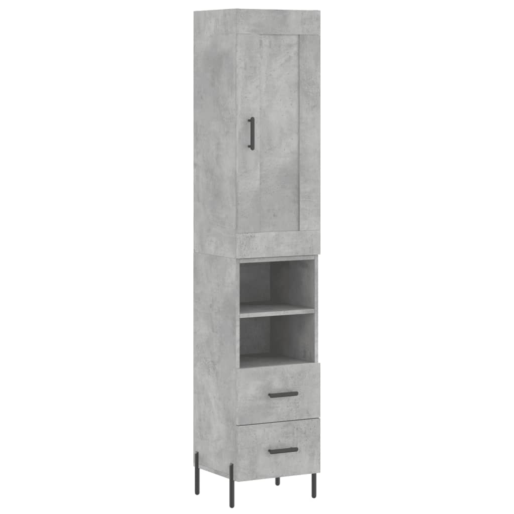 Buffet haut Gris béton 34,5x34x180 cm Bois d'ingénierie - XIOS