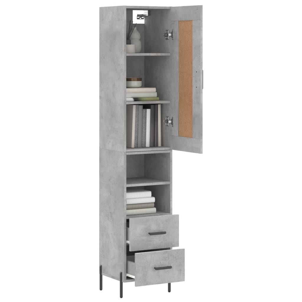 Buffet haut Gris béton 34,5x34x180 cm Bois d'ingénierie - XIOS