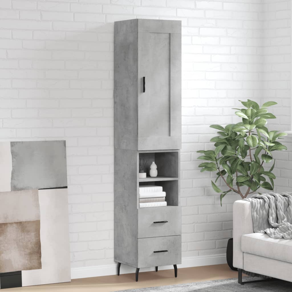 Buffet haut Gris béton 34,5x34x180 cm Bois d'ingénierie - XIOS