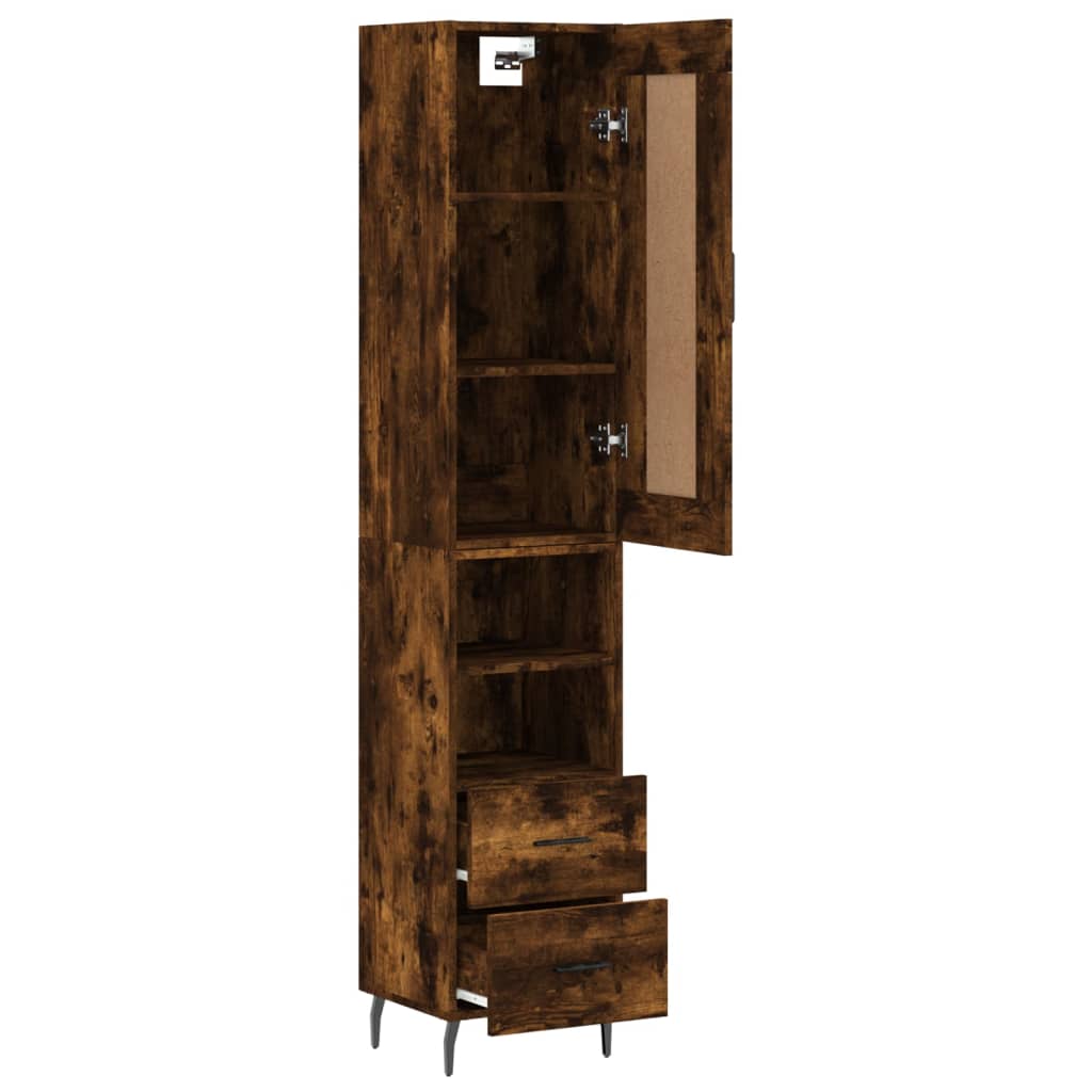 Buffet haut Chêne fumé 34,5x34x180 cm Bois d'ingénierie - XIOS