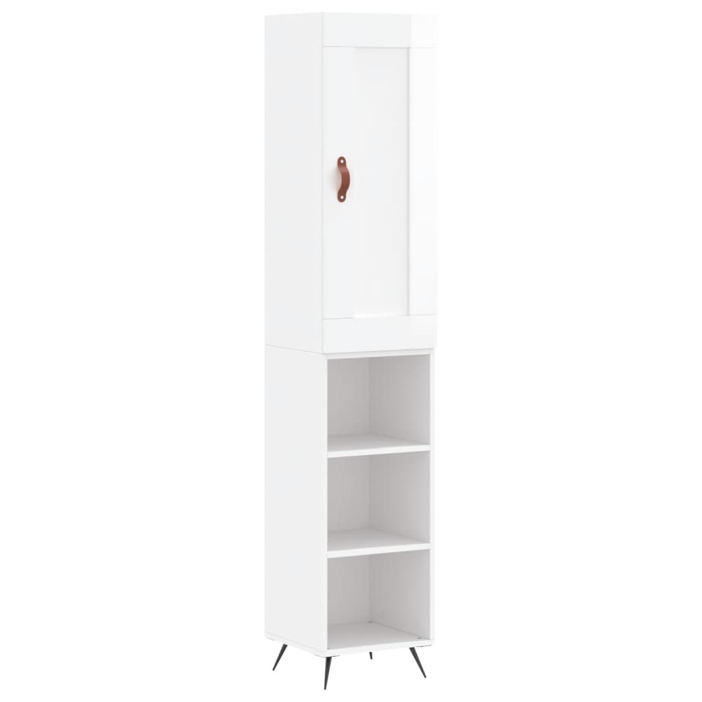 Buffet haut Blanc brillant 34,5x34x180 cm Bois d'ingénierie - XIOS