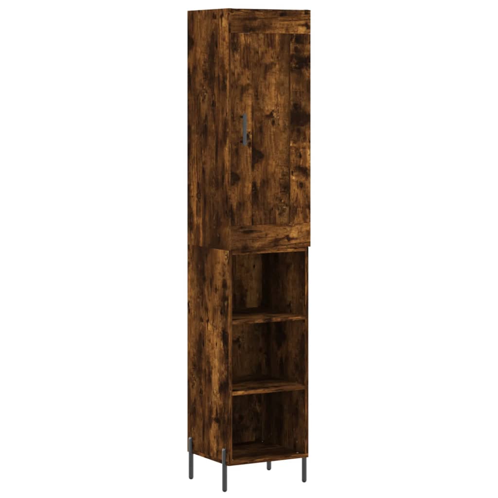 Buffet haut Chêne fumé 34,5x34x180 cm Bois d'ingénierie - XIOS
