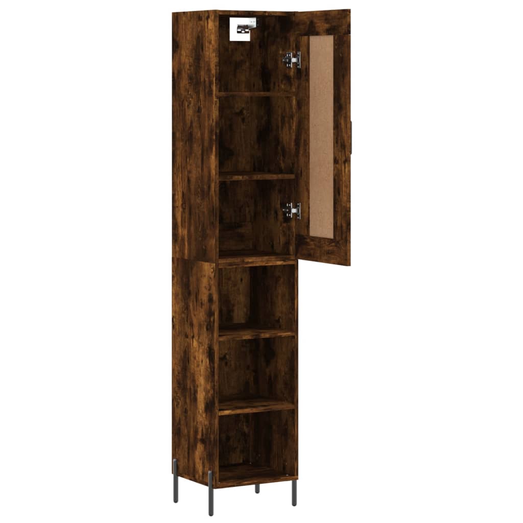 Buffet haut Chêne fumé 34,5x34x180 cm Bois d'ingénierie - XIOS