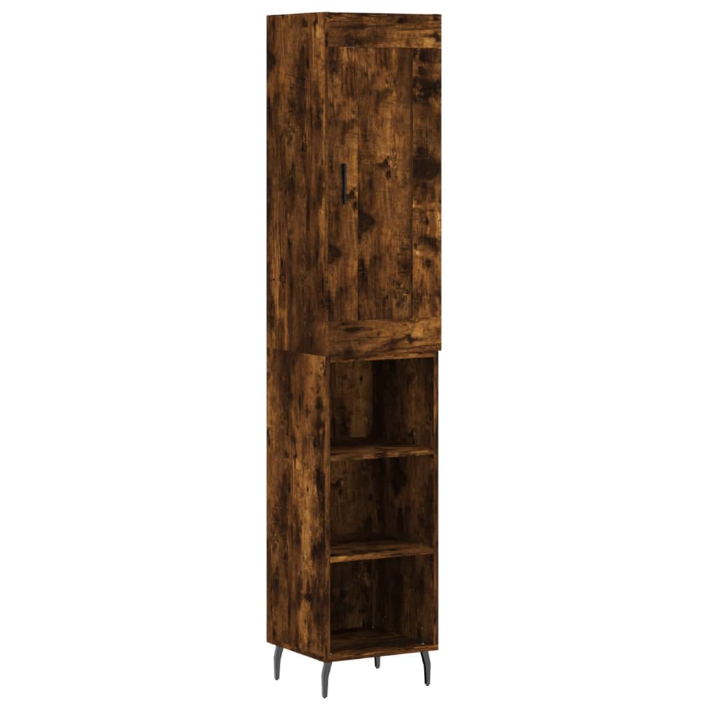 Buffet haut Chêne fumé 34,5x34x180 cm Bois d'ingénierie - XIOS