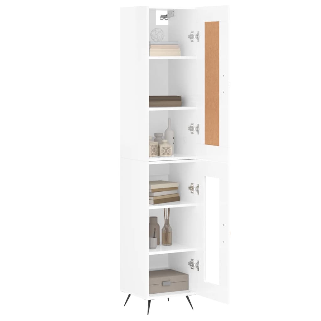 Buffet haut Blanc brillant 34,5x34x180 cm Bois d'ingénierie - XIOS