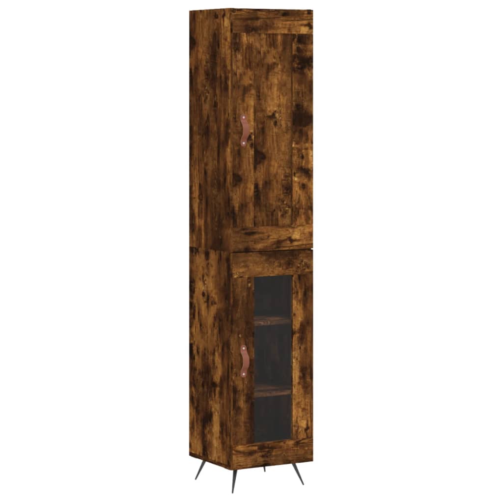 Buffet haut Chêne fumé 34,5x34x180 cm Bois d'ingénierie - XIOS