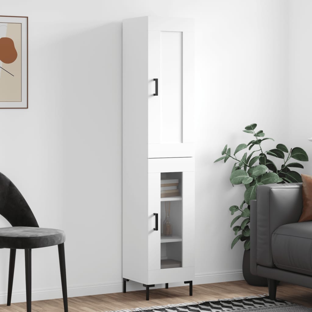 Buffet haut Blanc 34,5x34x180 cm Bois d'ingénierie - XIOS