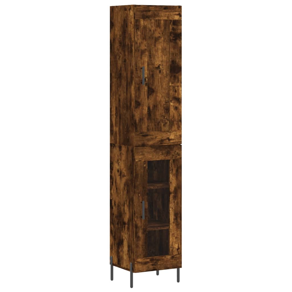 Buffet haut Chêne fumé 34,5x34x180 cm Bois d'ingénierie - XIOS