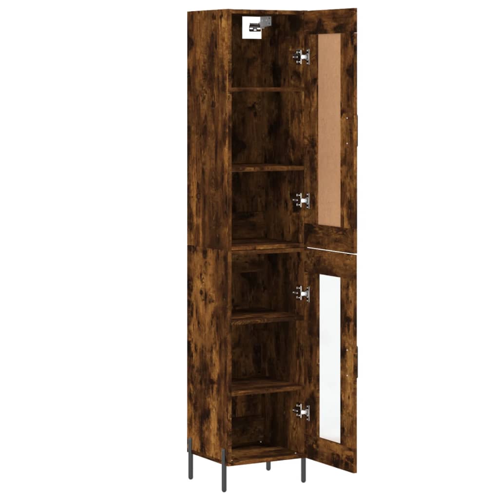 Buffet haut Chêne fumé 34,5x34x180 cm Bois d'ingénierie - XIOS