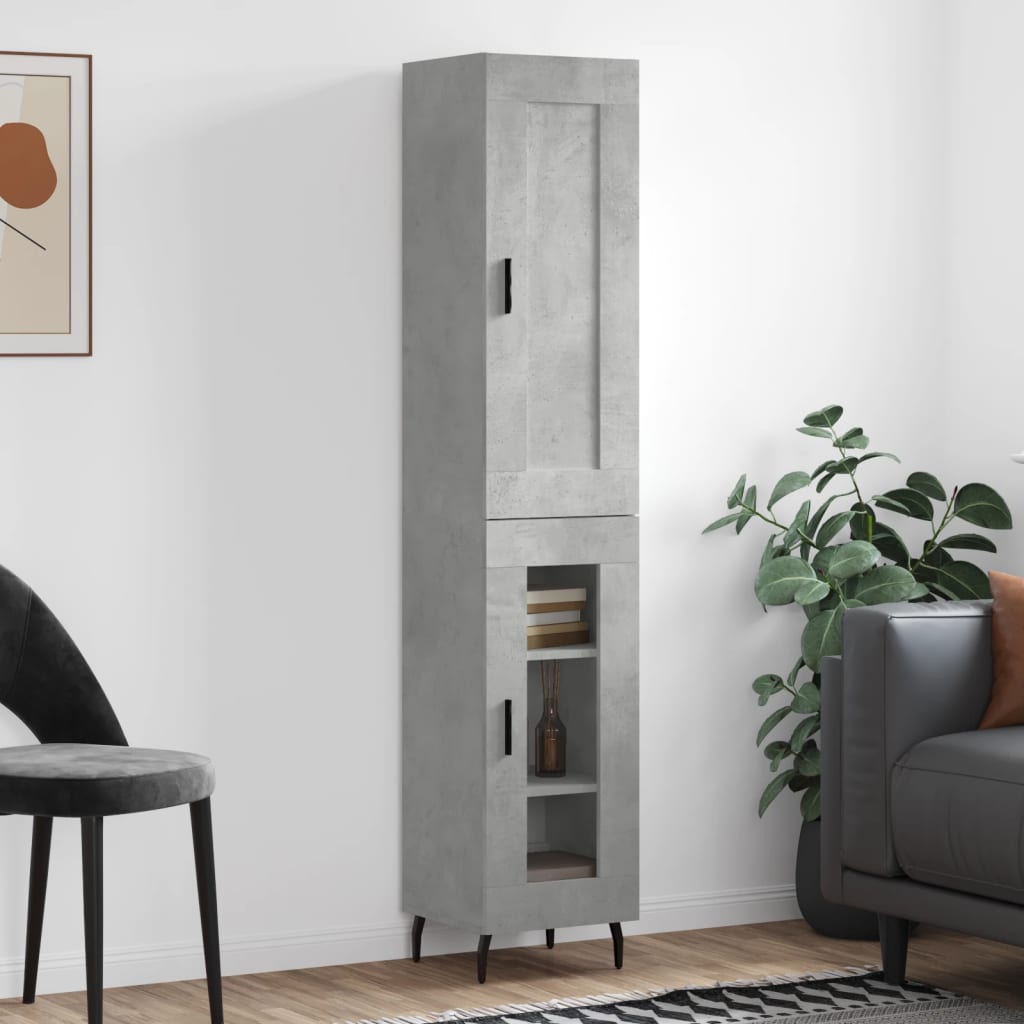 Buffet haut Gris béton 34,5x34x180 cm Bois d'ingénierie - XIOS