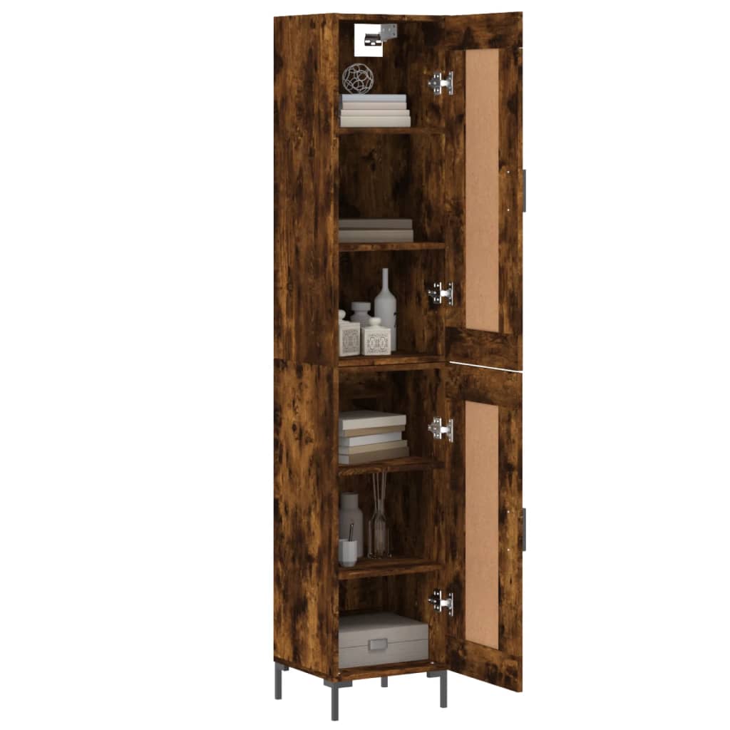 Buffet haut Chêne fumé 34,5x34x180 cm Bois d'ingénierie - XIOS
