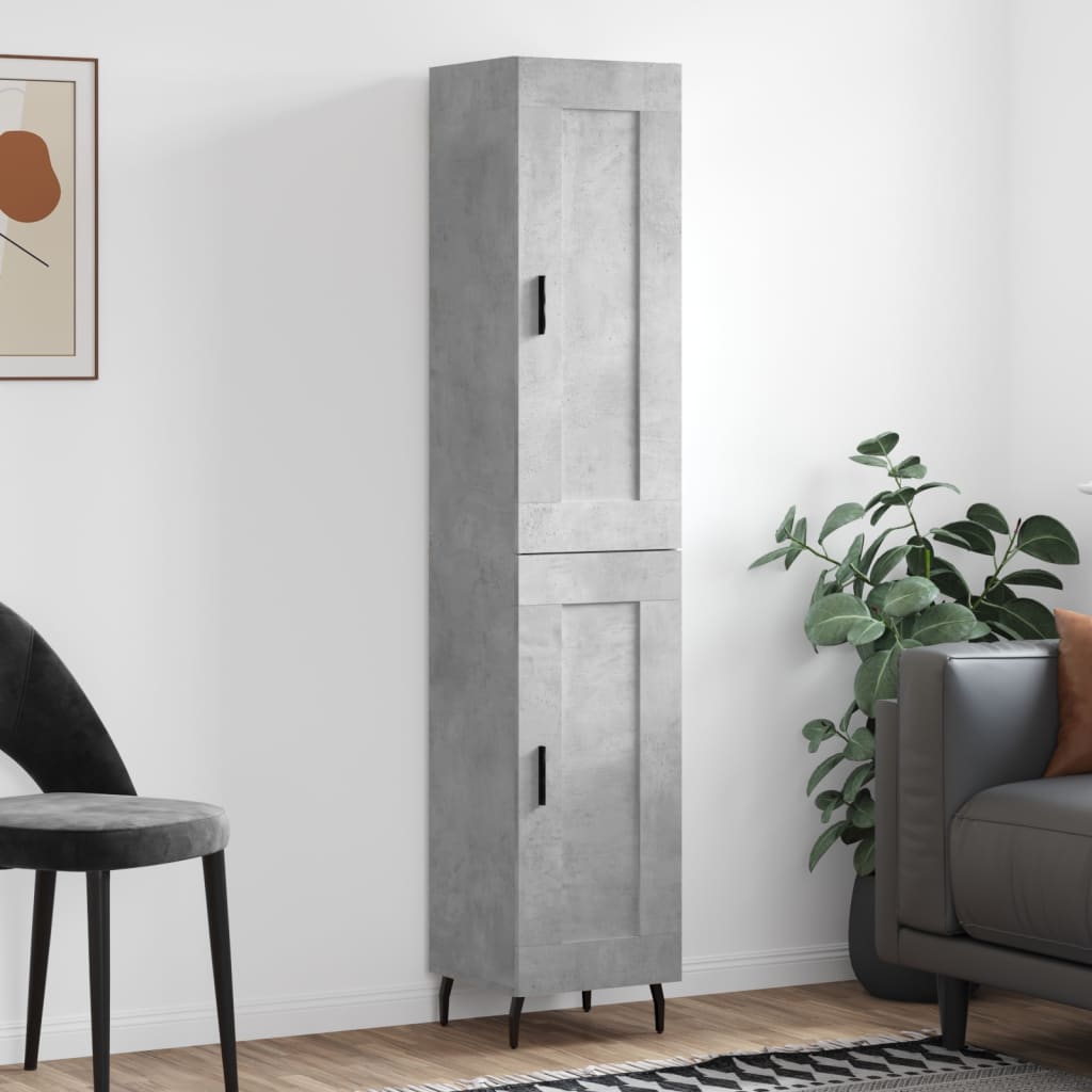 Buffet haut Gris béton 34,5x34x180 cm Bois d'ingénierie - XIOS