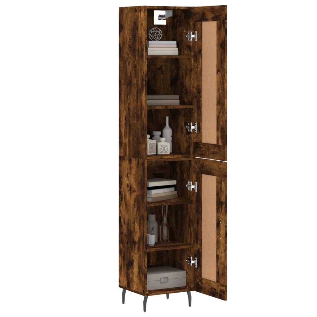 Buffet haut Chêne fumé 34,5x34x180 cm Bois d'ingénierie - XIOS