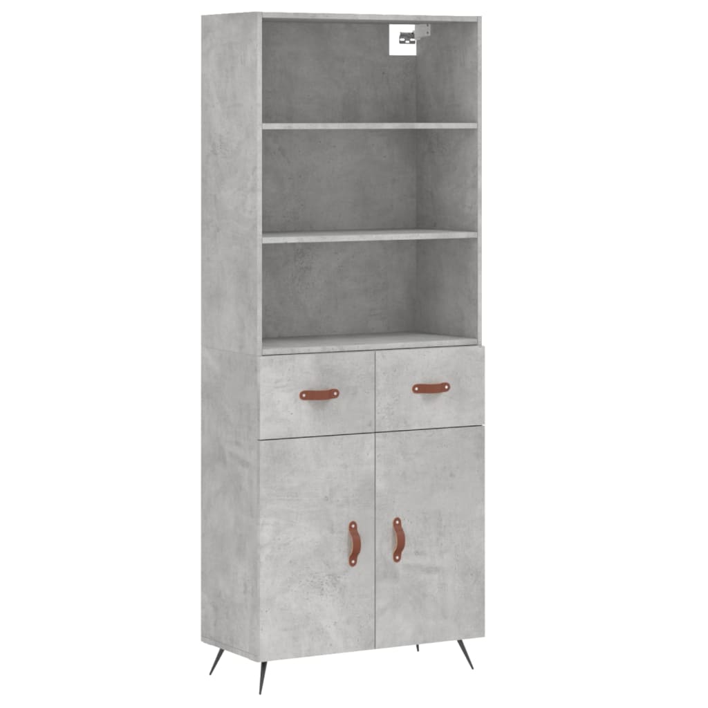 Buffet haut Gris béton 69,5x34x180 cm Bois d'ingénierie - XIOS
