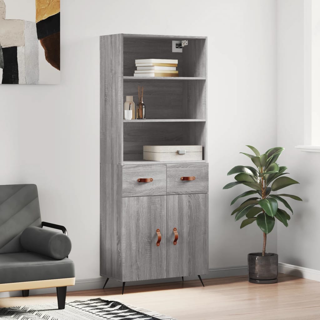 Buffet haut Sonoma gris 69,5x34x180 cm Bois d'ingénierie - XIOS