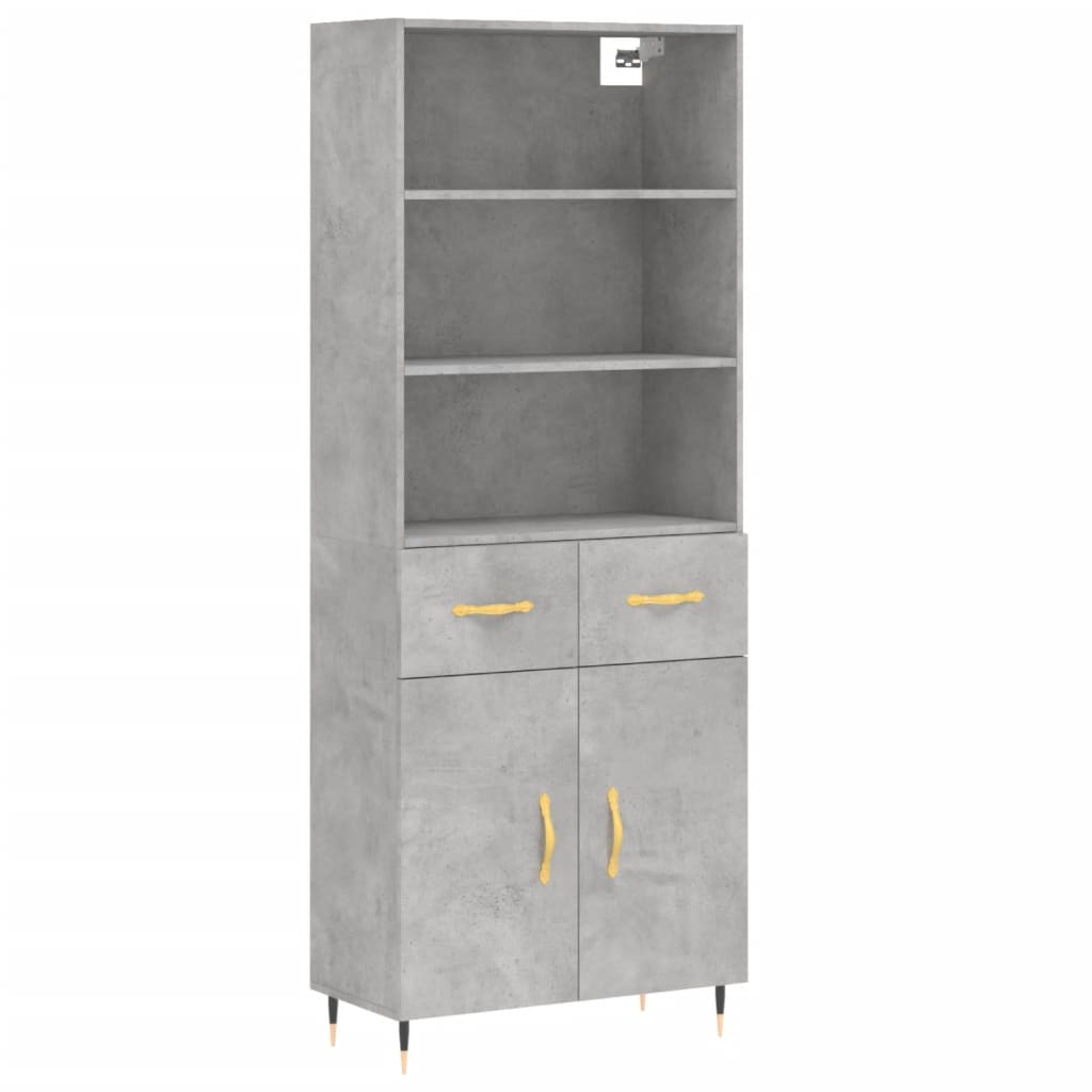 Buffet haut Gris béton 69,5x34x180 cm Bois d'ingénierie - XIOS
