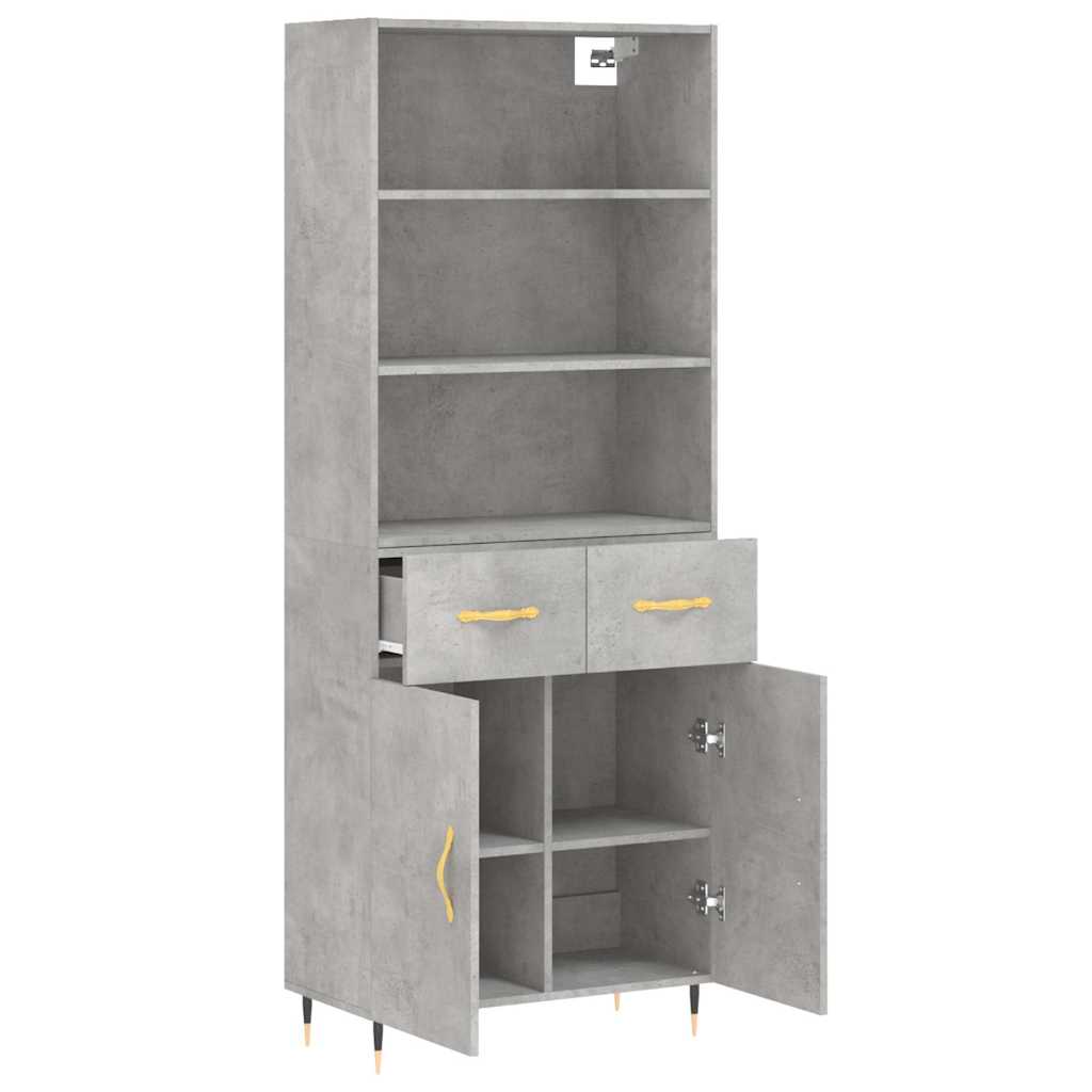 Buffet haut Gris béton 69,5x34x180 cm Bois d'ingénierie - XIOS