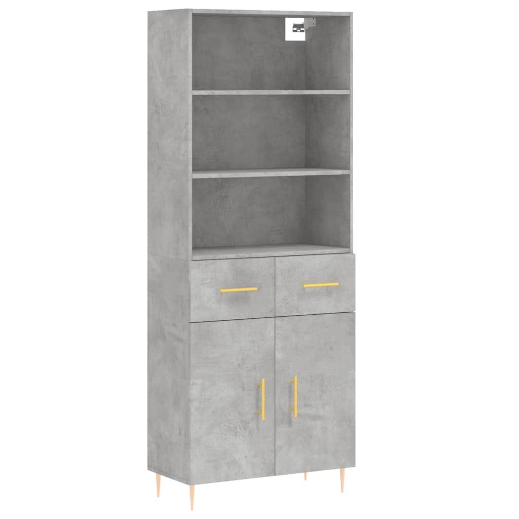 Buffet haut Gris béton 69,5x34x180 cm Bois d'ingénierie - XIOS