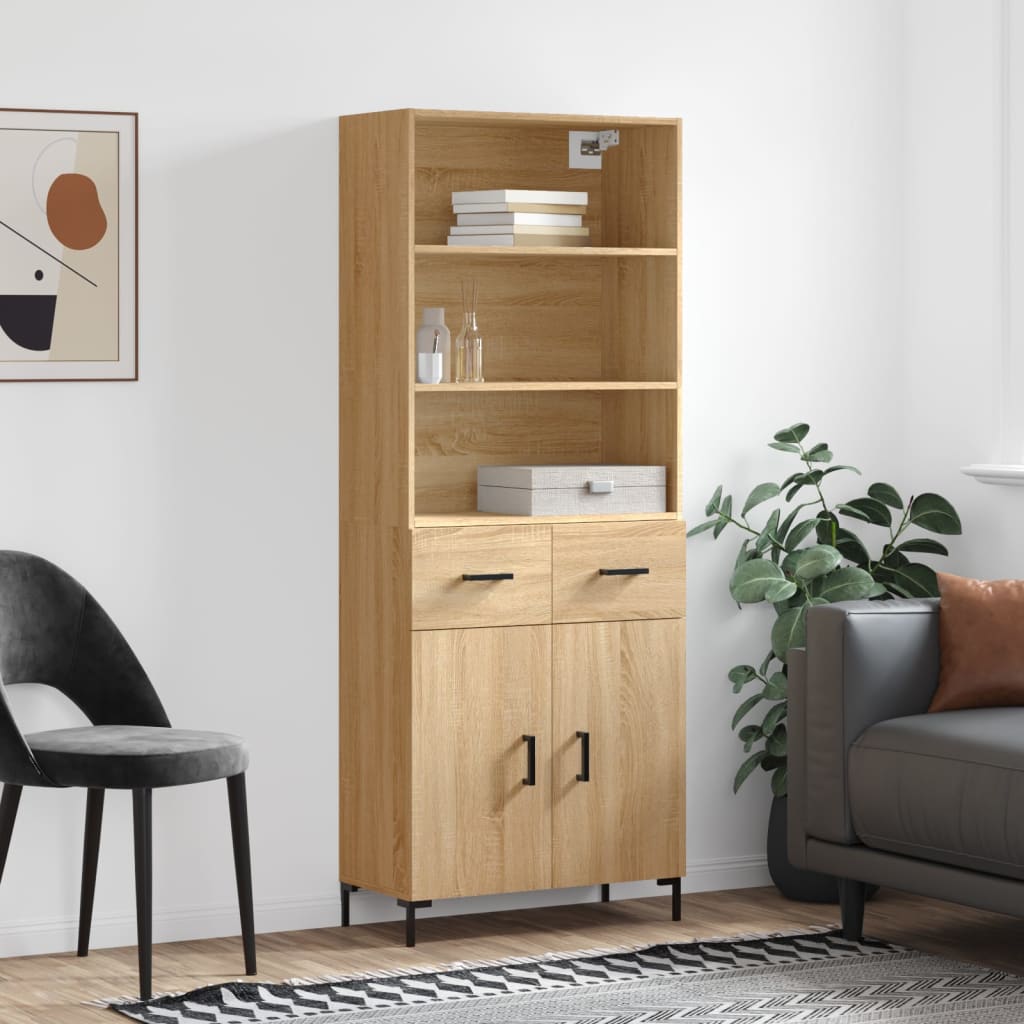 Buffet haut Chêne sonoma 69,5x34x180 cm Bois d'ingénierie - XIOS