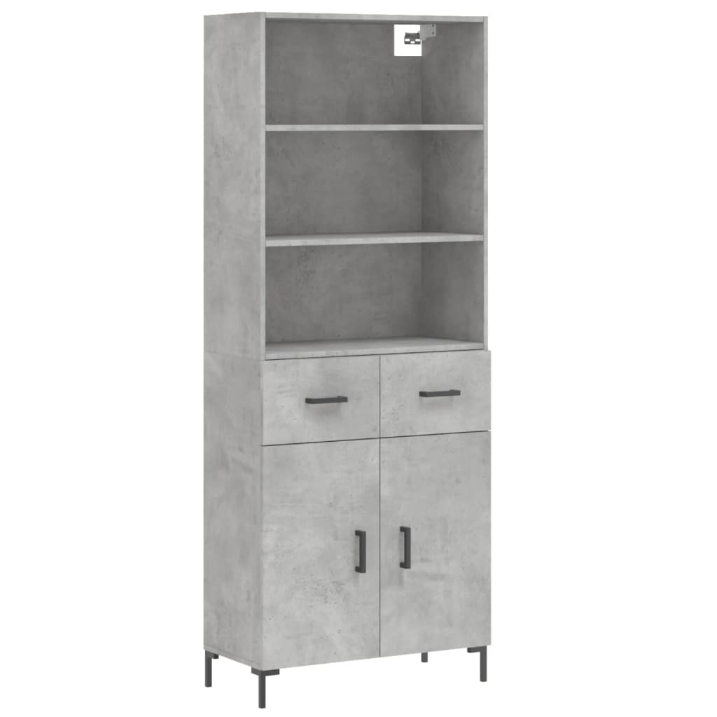 Buffet haut Gris béton 69,5x34x180 cm Bois d'ingénierie - XIOS