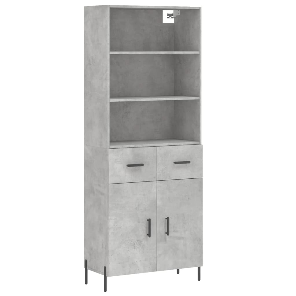Buffet haut Gris béton 69,5x34x180 cm Bois d'ingénierie - XIOS
