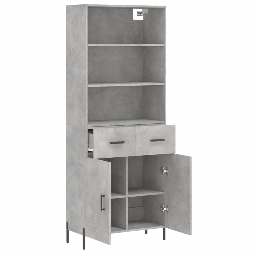 Buffet haut Gris béton 69,5x34x180 cm Bois d'ingénierie - XIOS