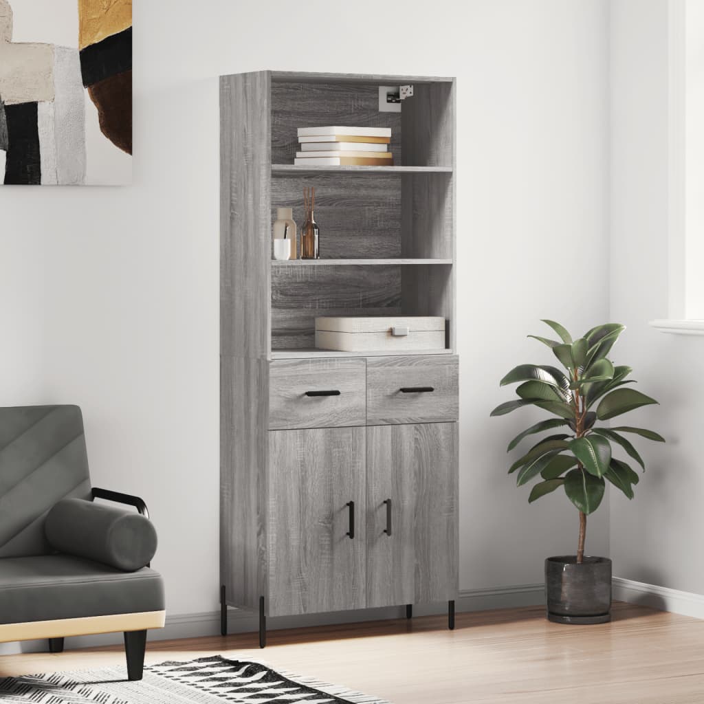 Buffet haut Sonoma gris 69,5x34x180 cm Bois d'ingénierie - XIOS