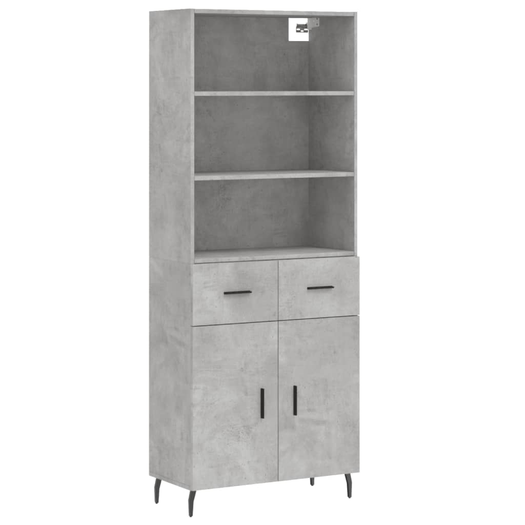 Buffet haut Gris béton 69,5x34x180 cm Bois d'ingénierie - XIOS