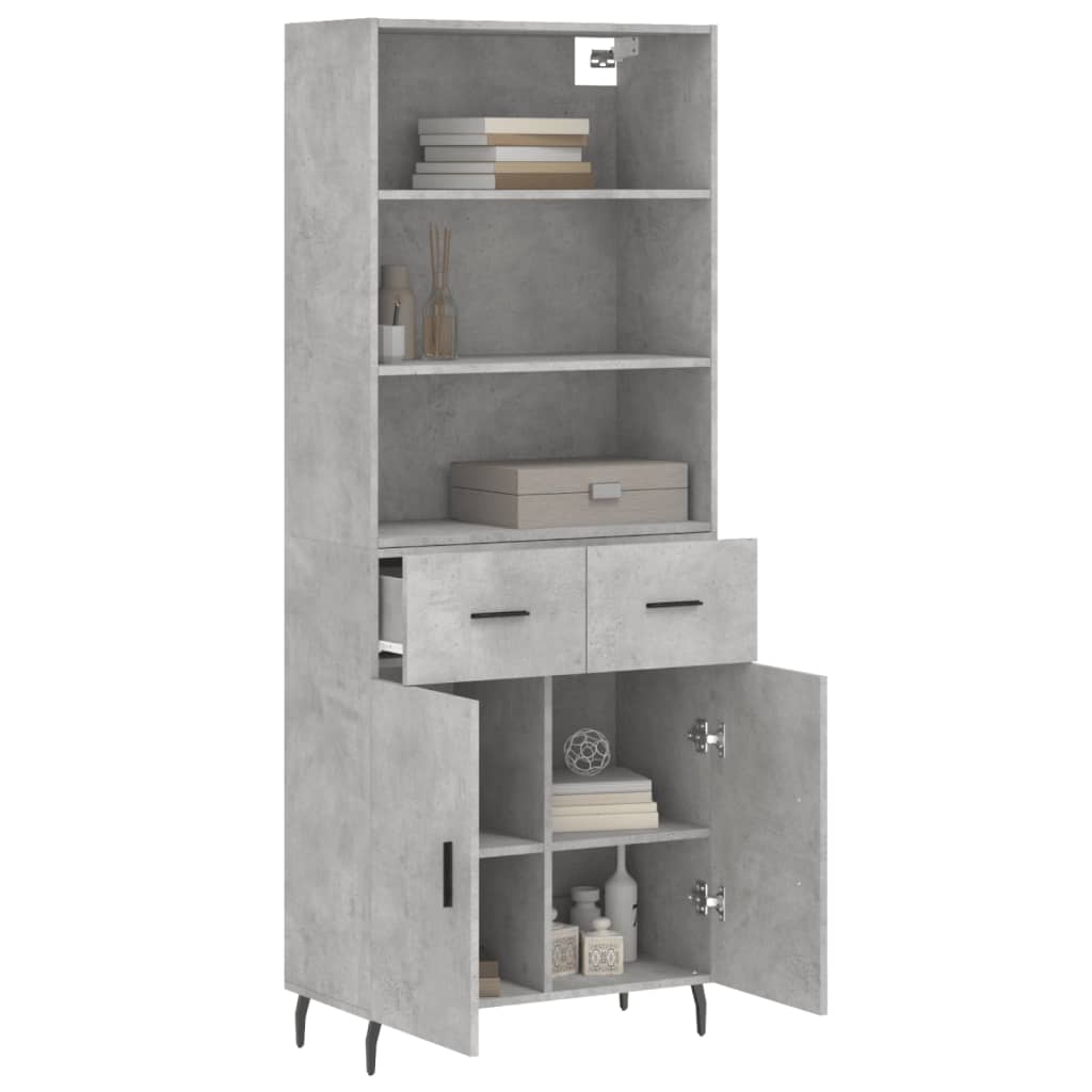 Buffet haut Gris béton 69,5x34x180 cm Bois d'ingénierie - XIOS