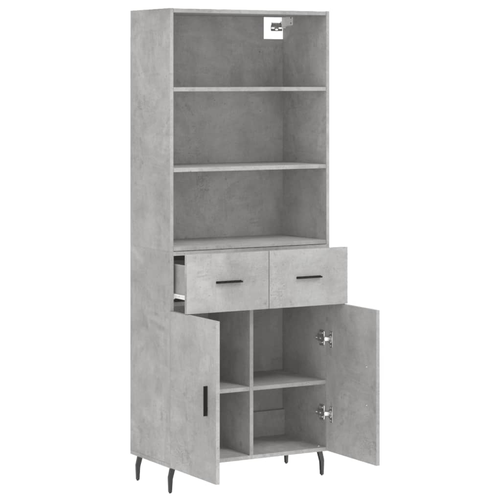 Buffet haut Gris béton 69,5x34x180 cm Bois d'ingénierie - XIOS