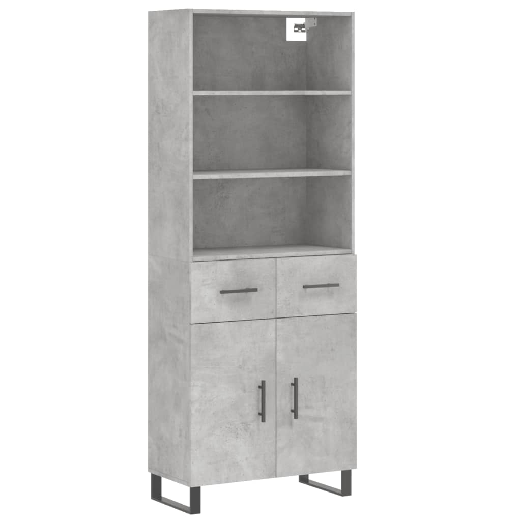 Buffet haut Gris béton 69,5x34x180 cm Bois d'ingénierie - XIOS