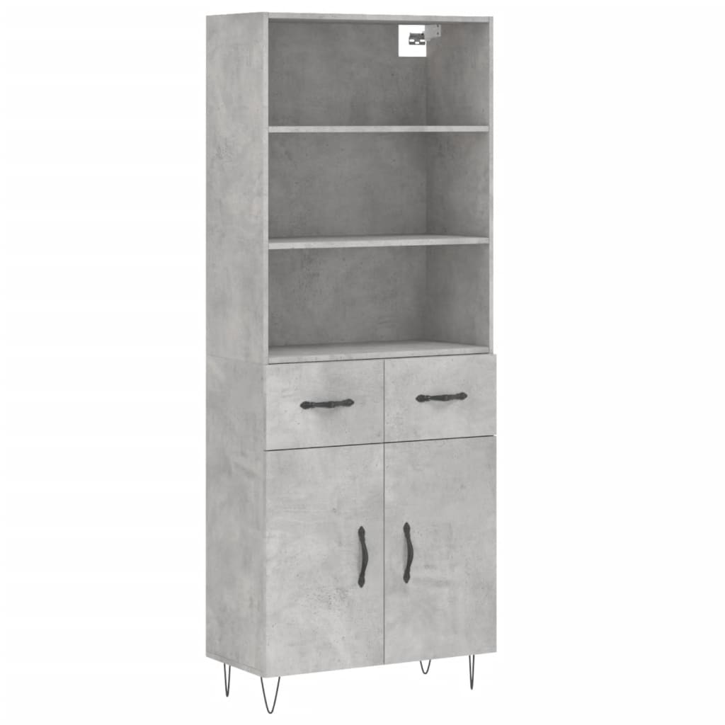 Buffet haut Gris béton 69,5x34x180 cm Bois d'ingénierie - XIOS