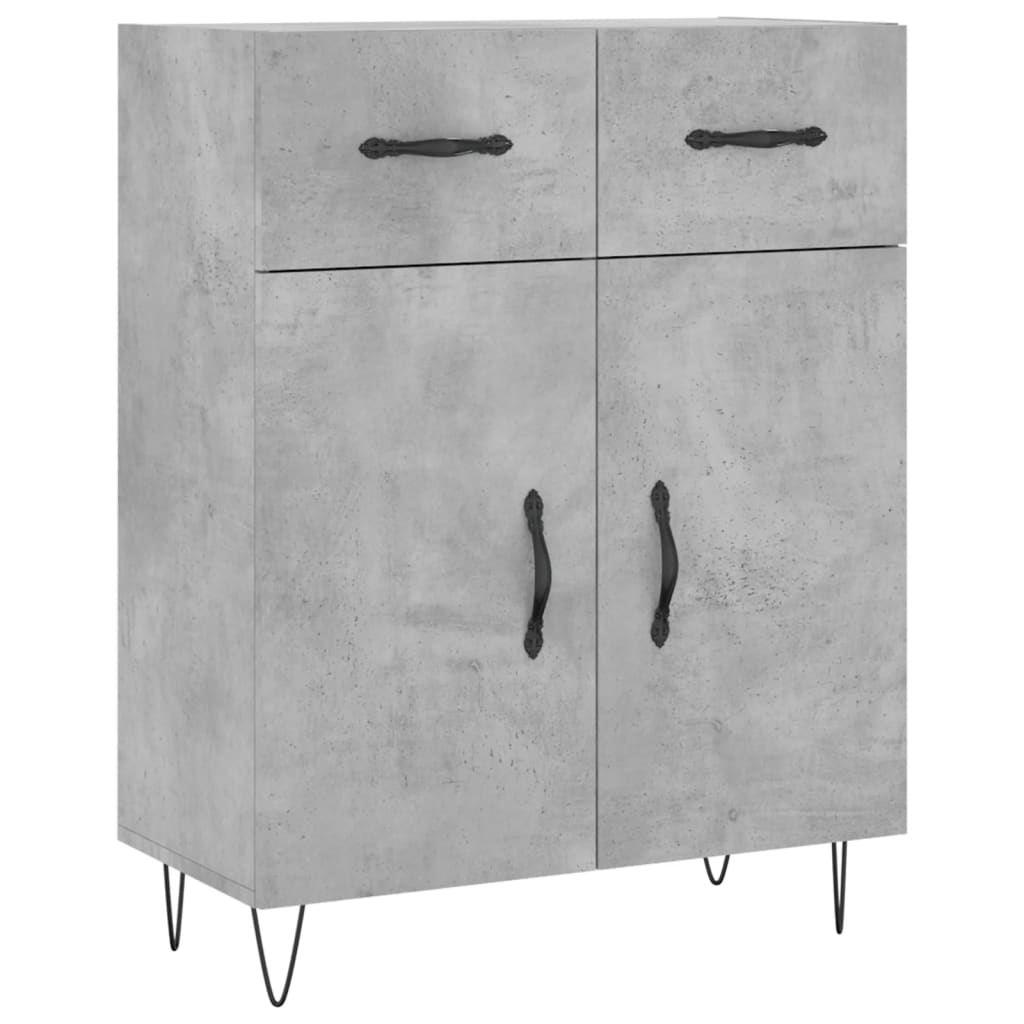 Buffet haut Gris béton 69,5x34x180 cm Bois d'ingénierie - XIOS