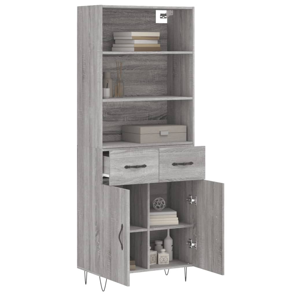 Buffet haut Sonoma gris 69,5x34x180 cm Bois d'ingénierie - XIOS