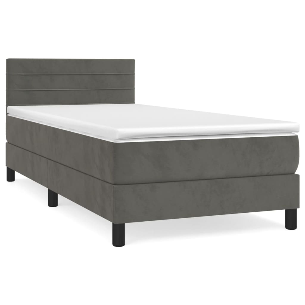 Sommier à lattes de lit et matelas Gris foncé 90x190 cm Velours - XIOS