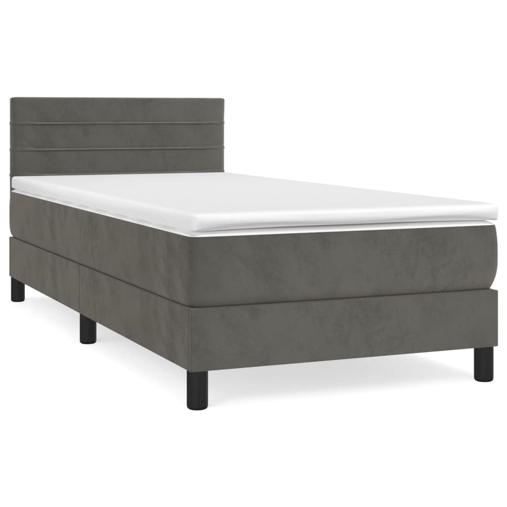 Sommier à lattes de lit et matelas Gris foncé 90x200 cm Velours - XIOS