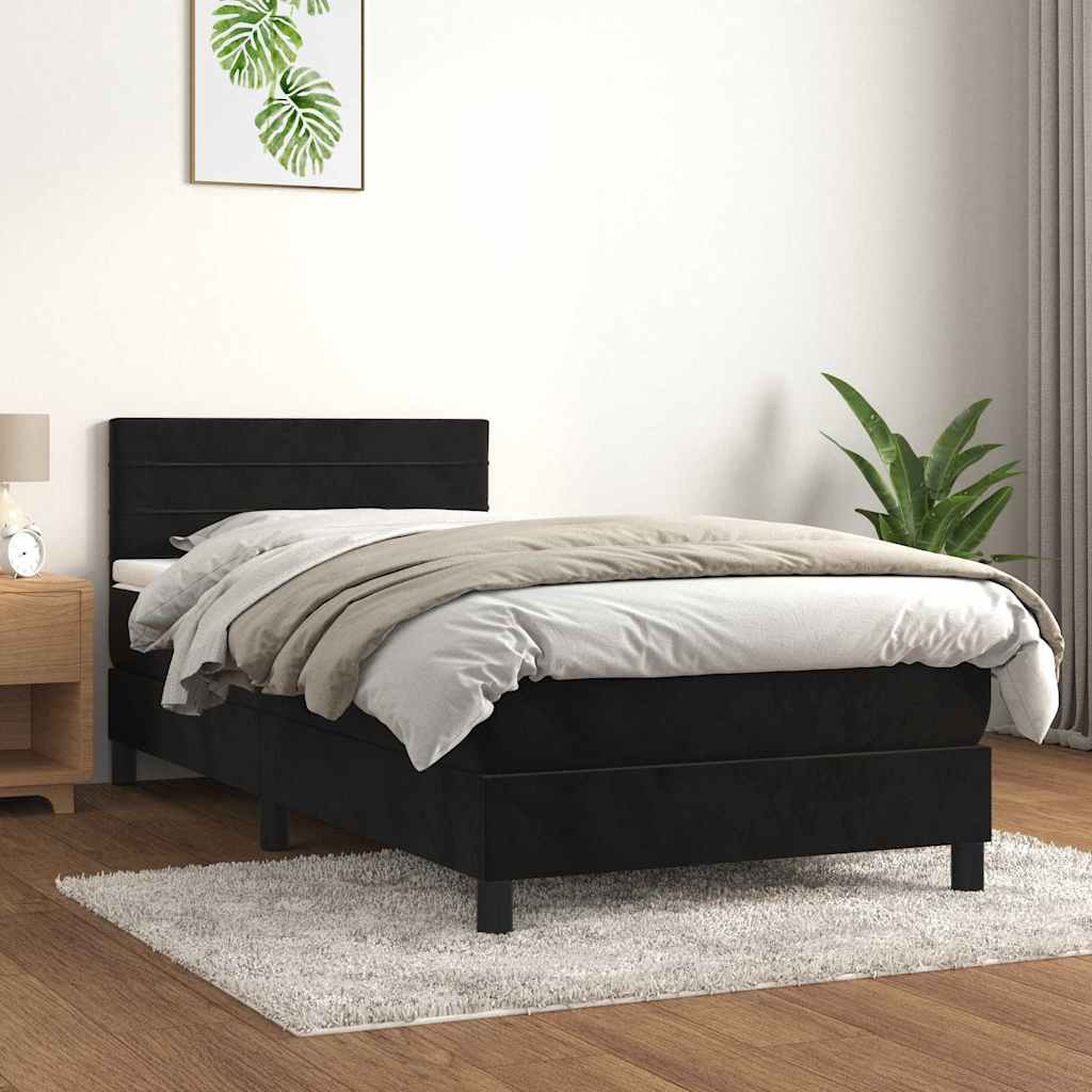 Sommier à lattes de lit avec matelas Noir 100x200 cm Velours - XIOS