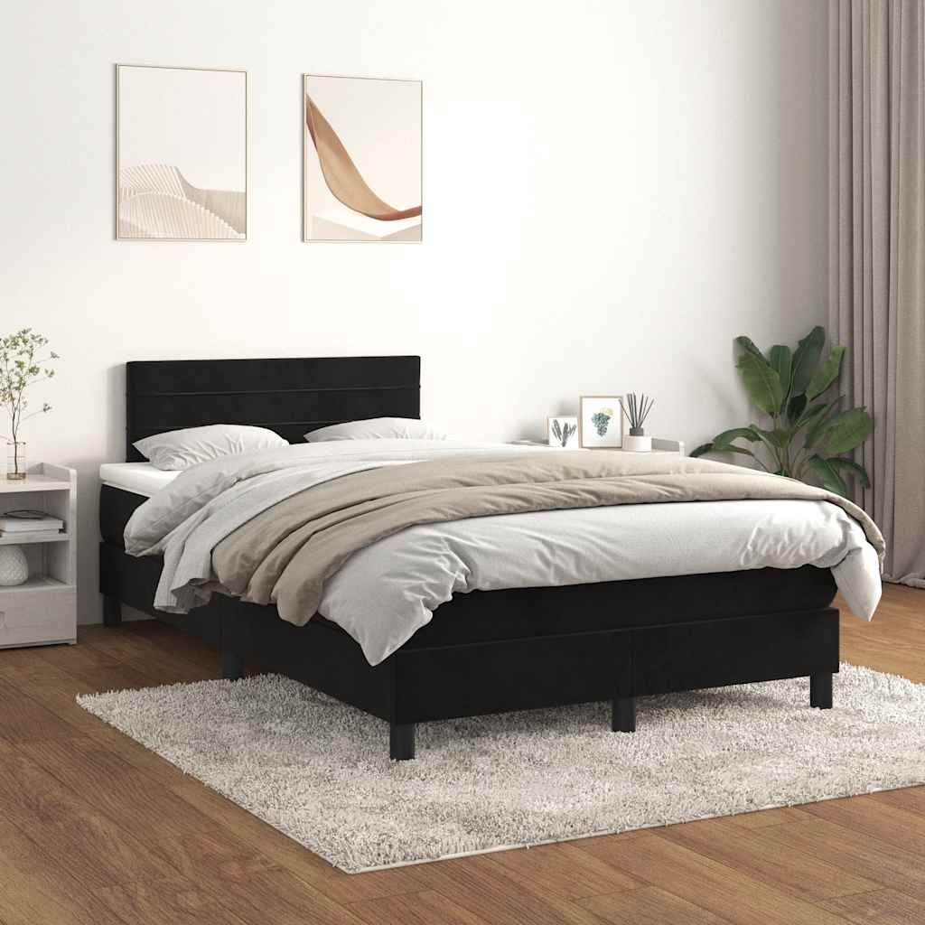 Sommier à lattes de lit avec matelas Noir 120x200 cm Velours - XIOS