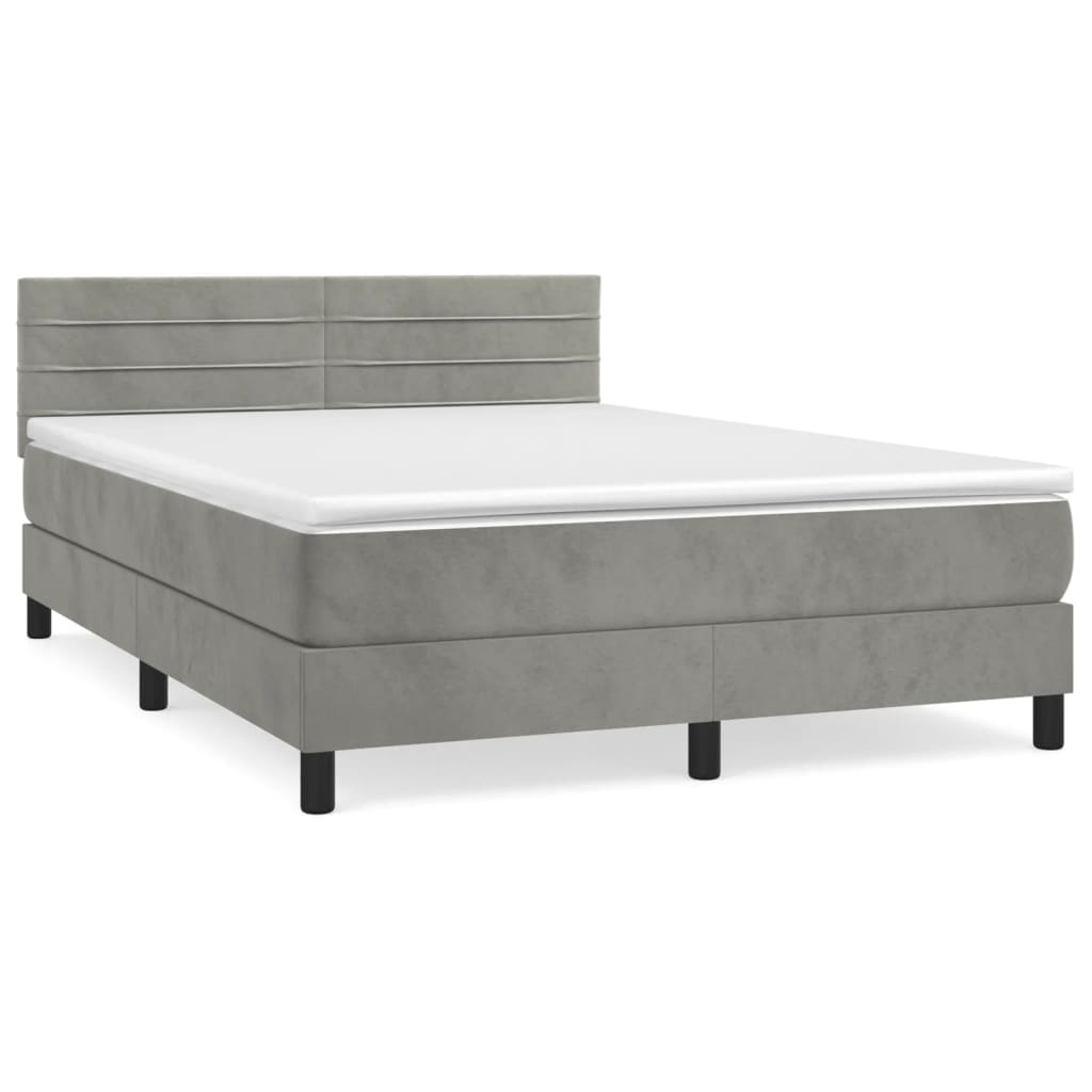 Sommier à lattes de lit et matelas Gris clair 140x190cm Velours - XIOS