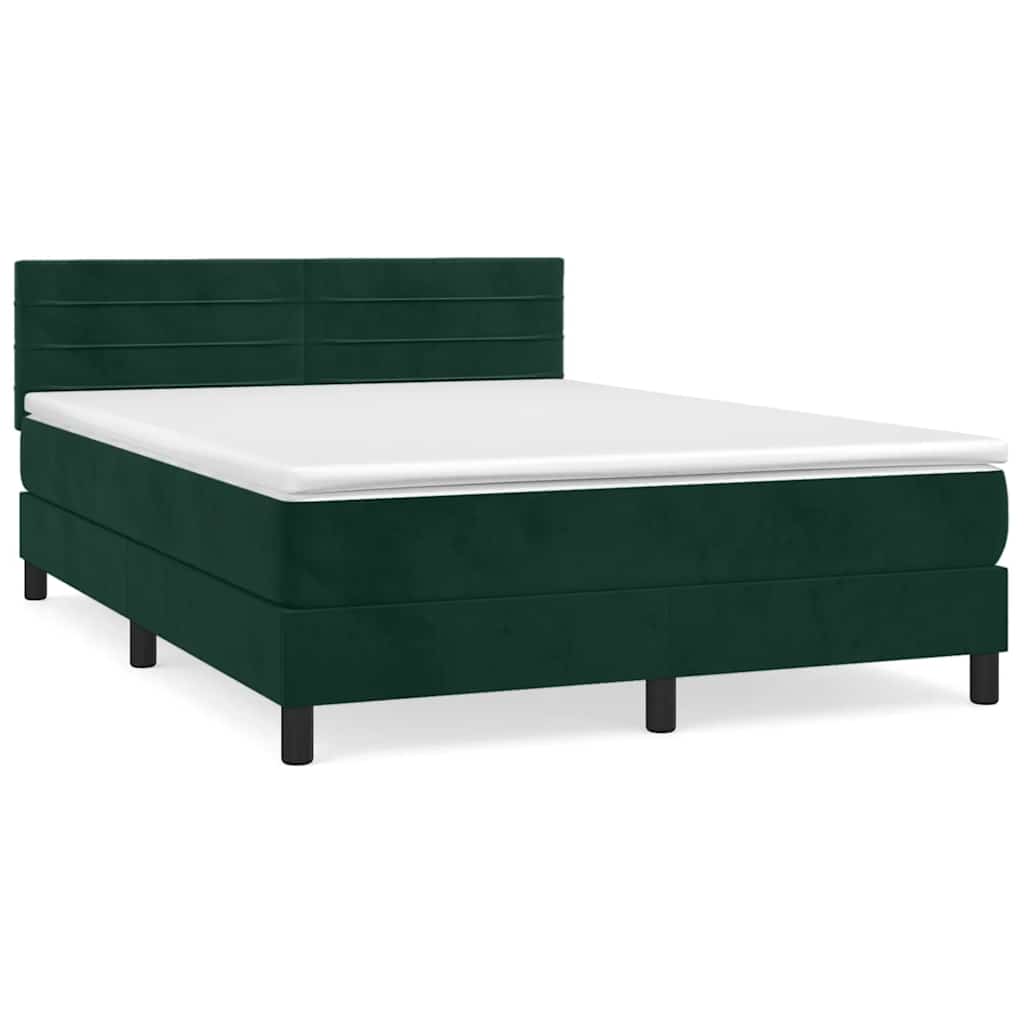 Sommier à lattes de lit et matelas Vert foncé 140x190cm Velours - XIOS