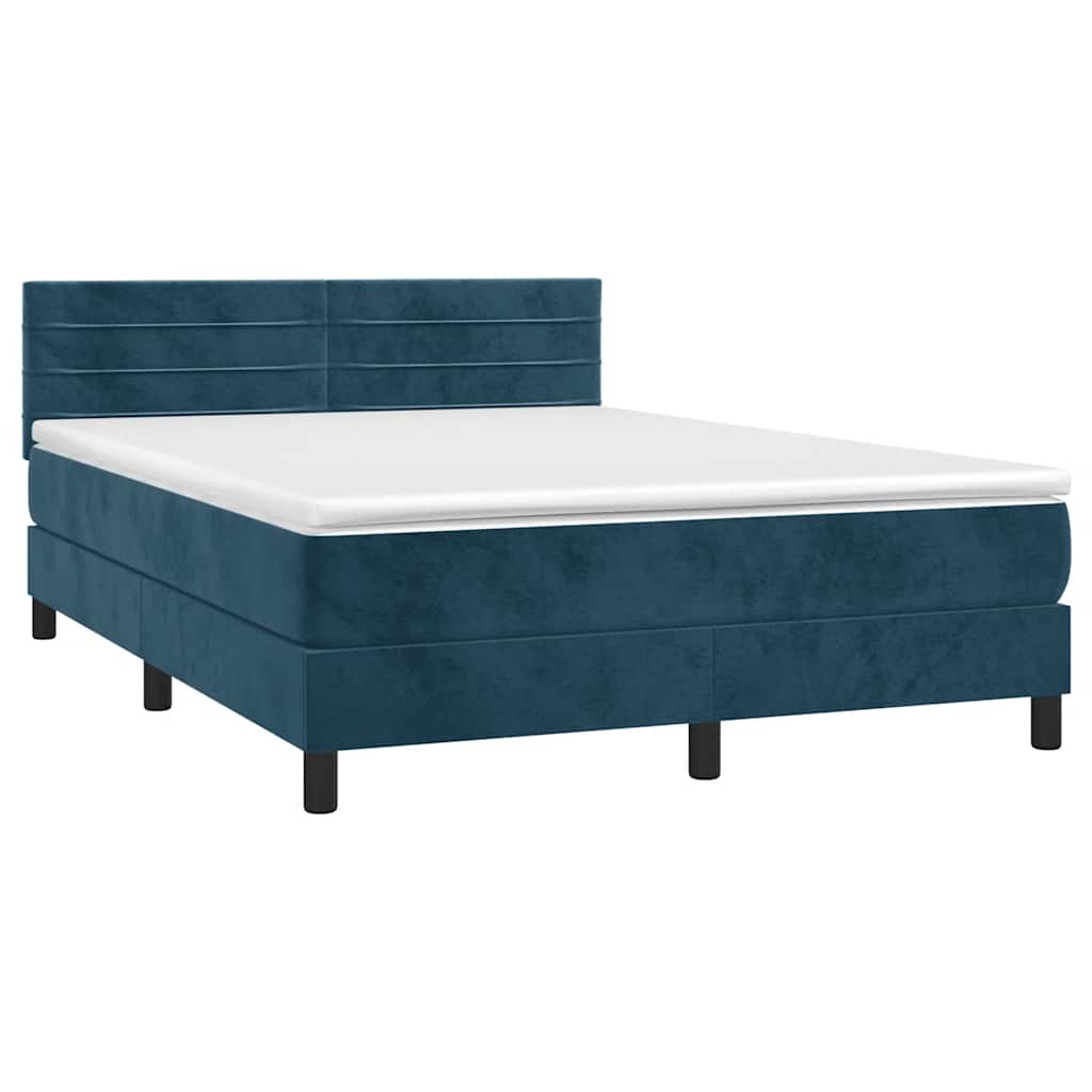 Sommier à lattes de lit et matelas Bleu foncé 140x190cm Velours - XIOS